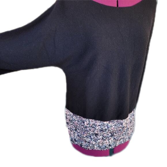 Club Monaco Tia Black Merino Wool Watercolor Silk Shirt Tail Hem Sweater sz S - Picture 4 of 8